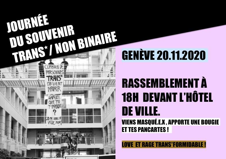 RASSEMBLEMENT POUR LA JOURNEE DU SOUVENIR TRANS*/ NON-BINAIRE